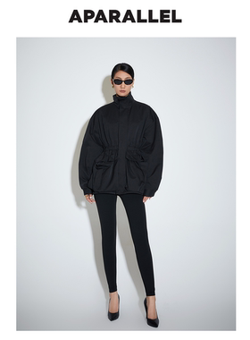 大口袋立领收腰风衣外套 / 束脚拉链工装休闲裤