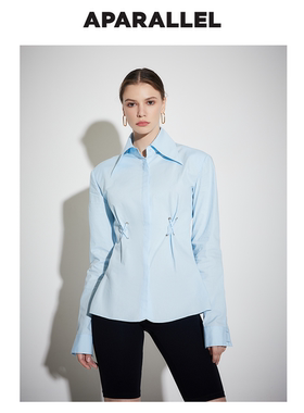 几何金属气眼抽绳衬衫