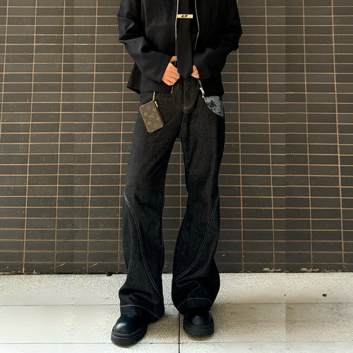 海王日记A字直筒牛仔裤