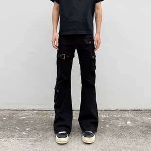 长裤 海王日记绑带裤 设计多口袋工装 ro小众vibe显瘦微喇长裤 子 美式