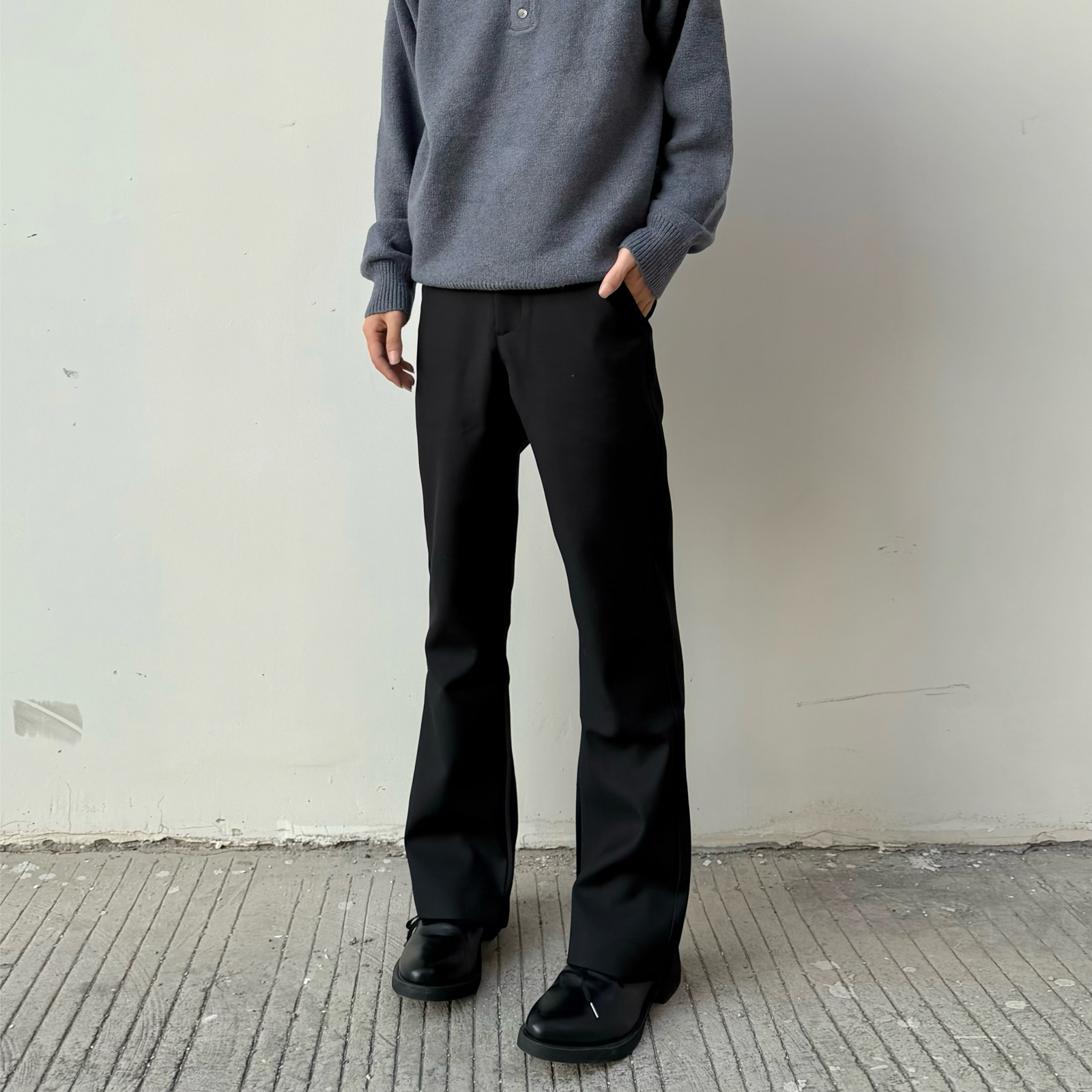 海王日记微喇dk西裤cleanfit黑色微喇成人礼西装裤显高显瘦