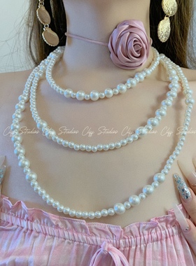 叠戴悬崖会所高级长款多层项链