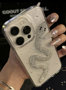 ins白色水钻立体蛇适用vivo iqoo15 13 12 11S手机壳neo11 9 10pro+新款iQOO8软壳Z8 Z7X Z5 Z9防摔U5x保护套