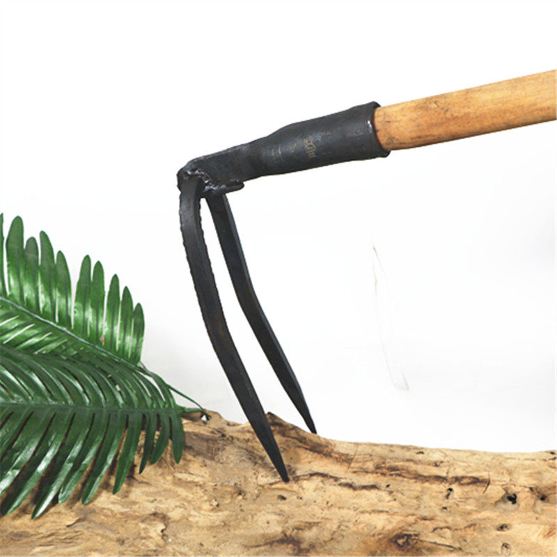 户外翻土刨地工具农具两齿2齿钉耙农用挖土铁耙铁耙子二齿大耙子