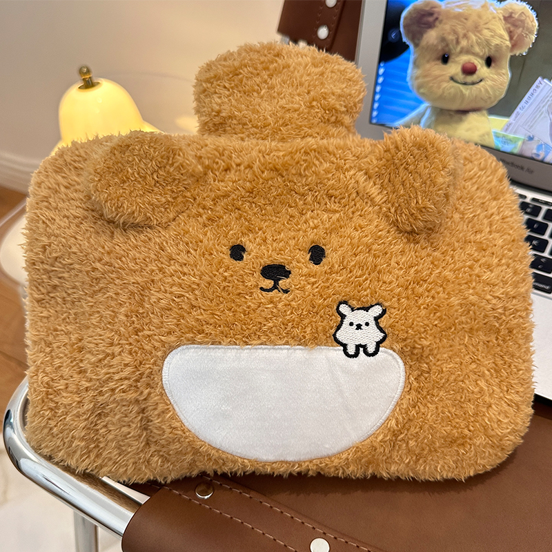 可爱热水袋注灌水暖水袋毛绒加厚防爆可拆洗双插手冲水暖脚暖手宝