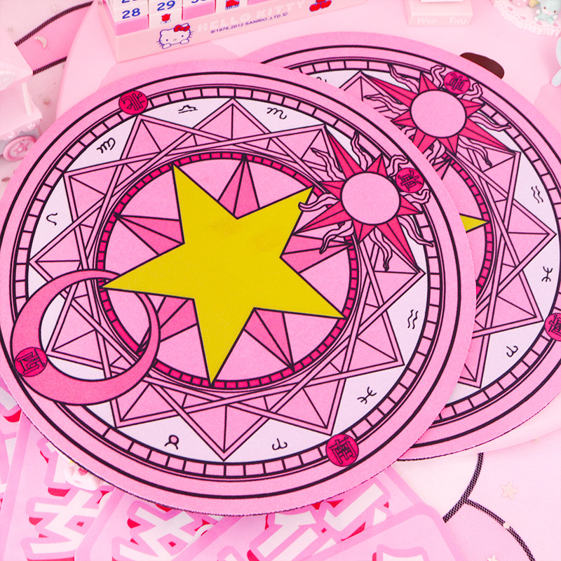 软妹子鼠标垫 杯垫卡通女生鼠标垫防滑垫子星星鼠标垫可爱少女心