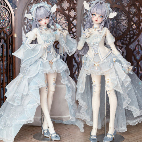 【幻之风原创设计】星羽圣诺～3分4分bjd娃衣天使蓝白纱撑套【定