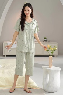 思比尔春夏新款女装居短袖短裤系列家居可外出穿着圆领开胸