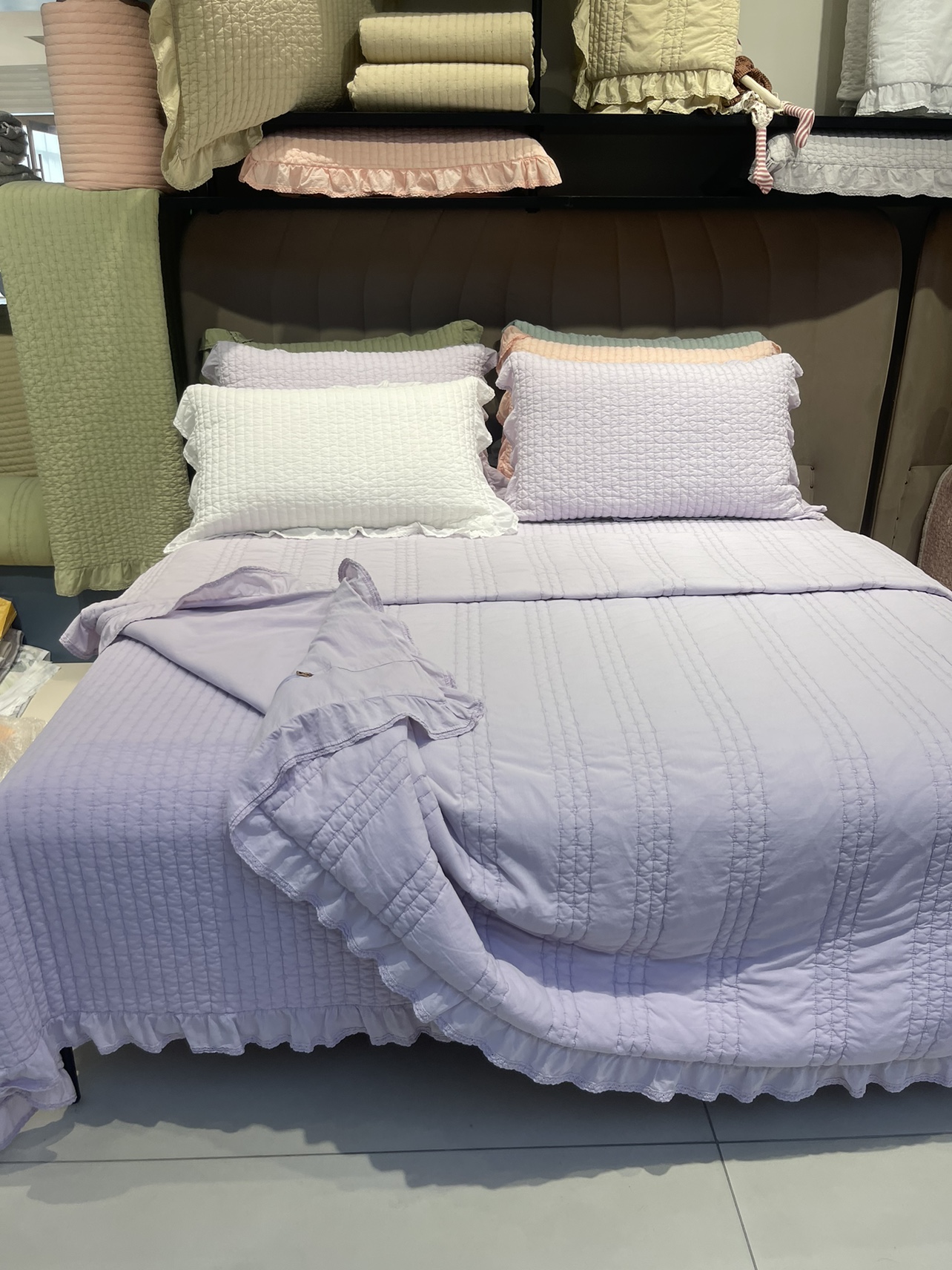 韩国高支全棉高温砂洗绗缝床盖四件套三件套四季通用