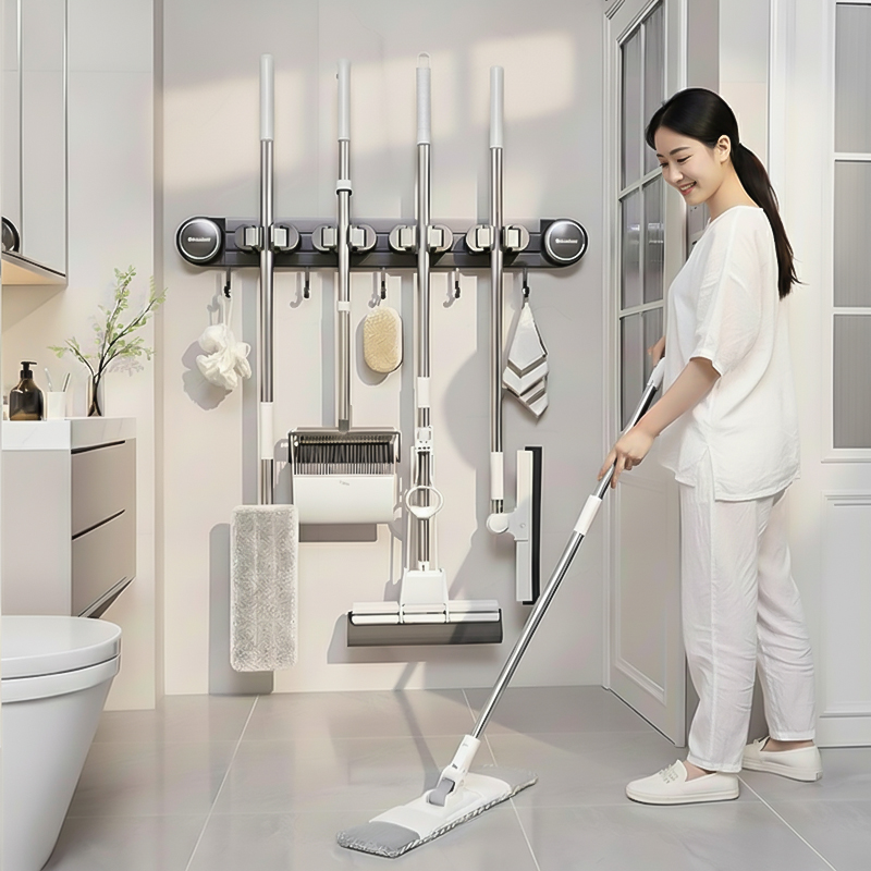 防水防潮强力承重移动滑轨拖把架