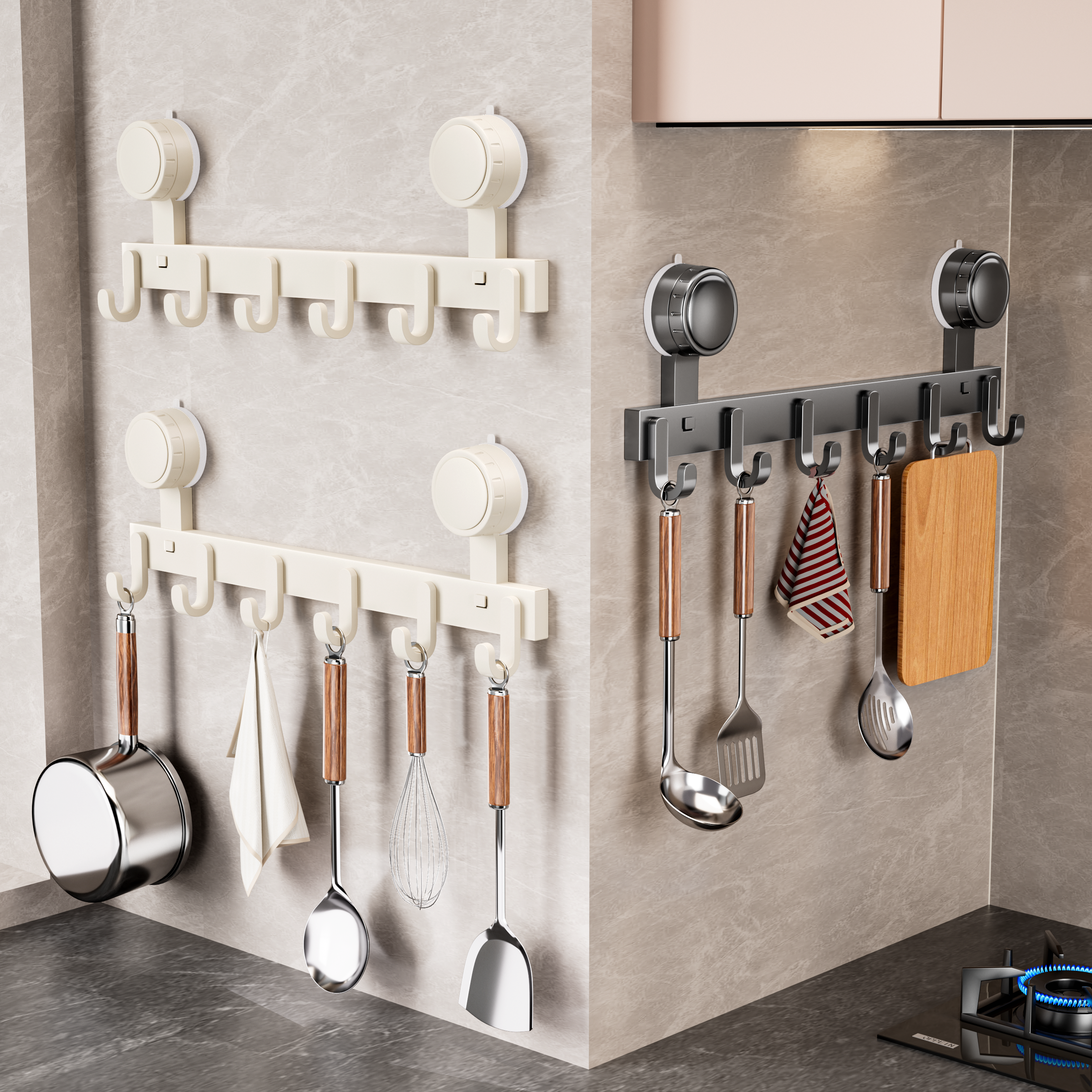 【免打孔】强吸不掉厨房挂钩架