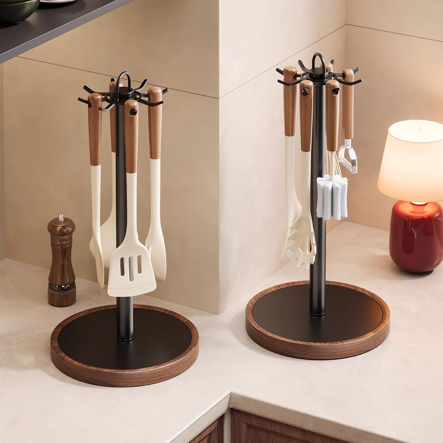 厨房旋转挂钩锅铲架家用台面置物挂勺子铲子汤勺免打孔厨具收纳架