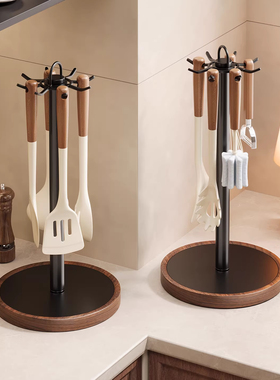 厨房旋转挂钩锅铲架家用台面置物挂勺子铲子汤勺免打孔厨具收纳架