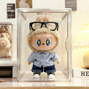 labubu盲盒收纳展示盒大夏日春野拉布布搪胶手办透明亚克力展示架