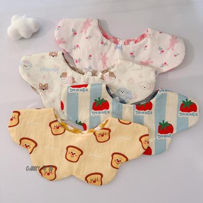 韩国同款花瓣婴儿口水巾旋转双面戴纯棉吸水新生儿围嘴儿童口水兜