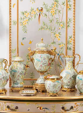 欧式花瓶装饰罐纯铜创意美式法式