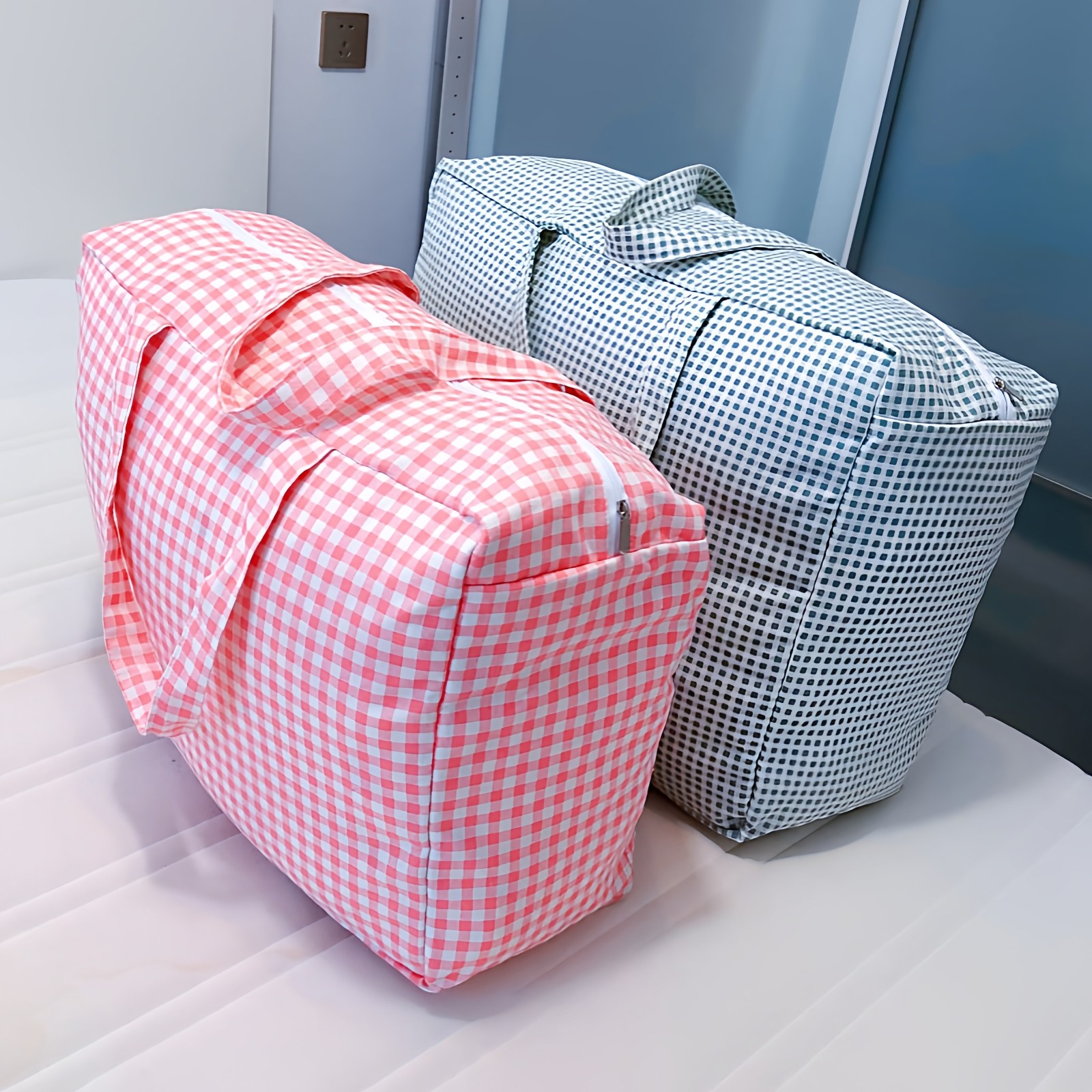 妈厨家居加厚棉麻方包搬家打包袋格子收纳袋手提行李整理袋超大号,收纳整理,被子防尘袋,淘宝优惠券,粉丝福利购,淘宝优惠卷