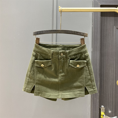 高腰拼接款个性半身裙裤新款