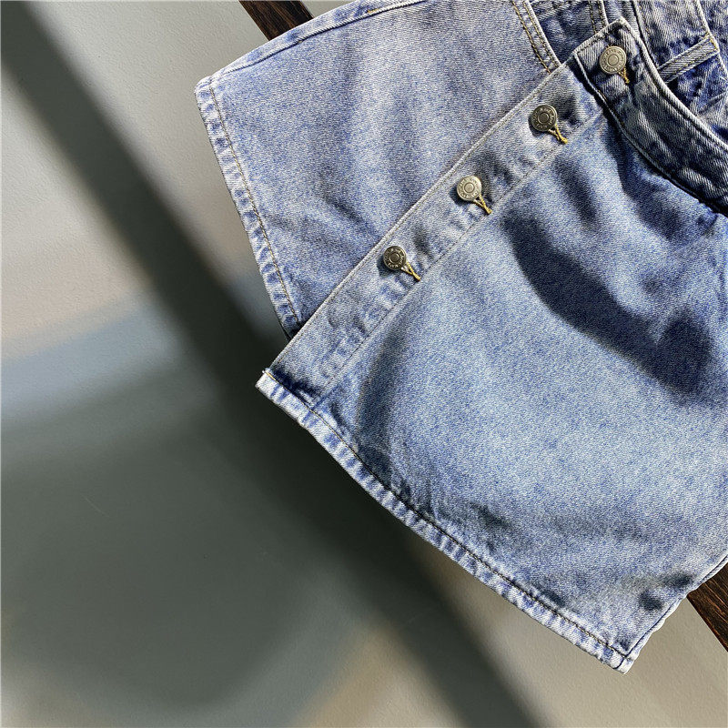 [SPECIAL CLEARANCE] SPLICING DENIM SHORTS WOMENS THINNESS INS SUPER FIRE ANTI-WALKING VERSATILE CULOTTES SUMMER