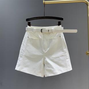高腰弹力白色休闲短裤女夏天2026新款薄款宽松百搭A字阔腿五分裤
