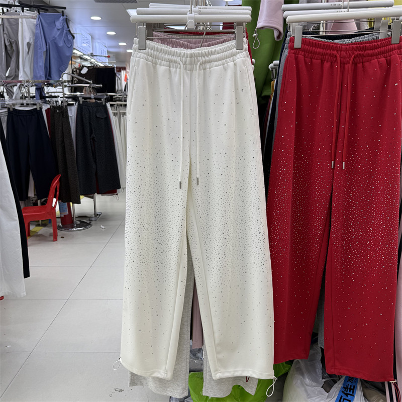 时尚烫钻哈伦裤女2026春季新款松紧腰抽绳显瘦百搭阔腿裤休闲卫裤,女装/女士精品,休闲裤,淘宝优惠券,粉丝福利购,淘宝优惠卷
