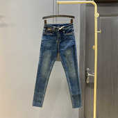 显瘦提臀弹力九分铅笔裤 修身 子 女2026春秋新款 复古高腰小脚牛仔裤