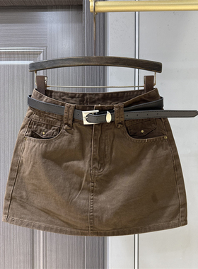 20256春夏新款高腰辣妹显瘦a字短裙女复古百搭防走光包臀半身裙