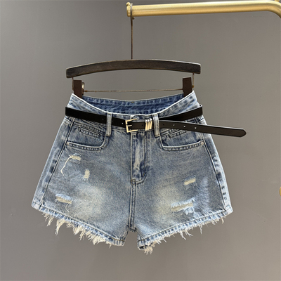 夏季高腰辣妹显瘦百搭阔腿热裤