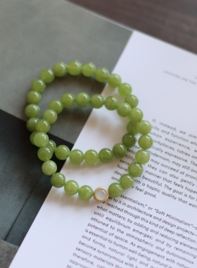天然石新中式国风显白嫩绿色手链