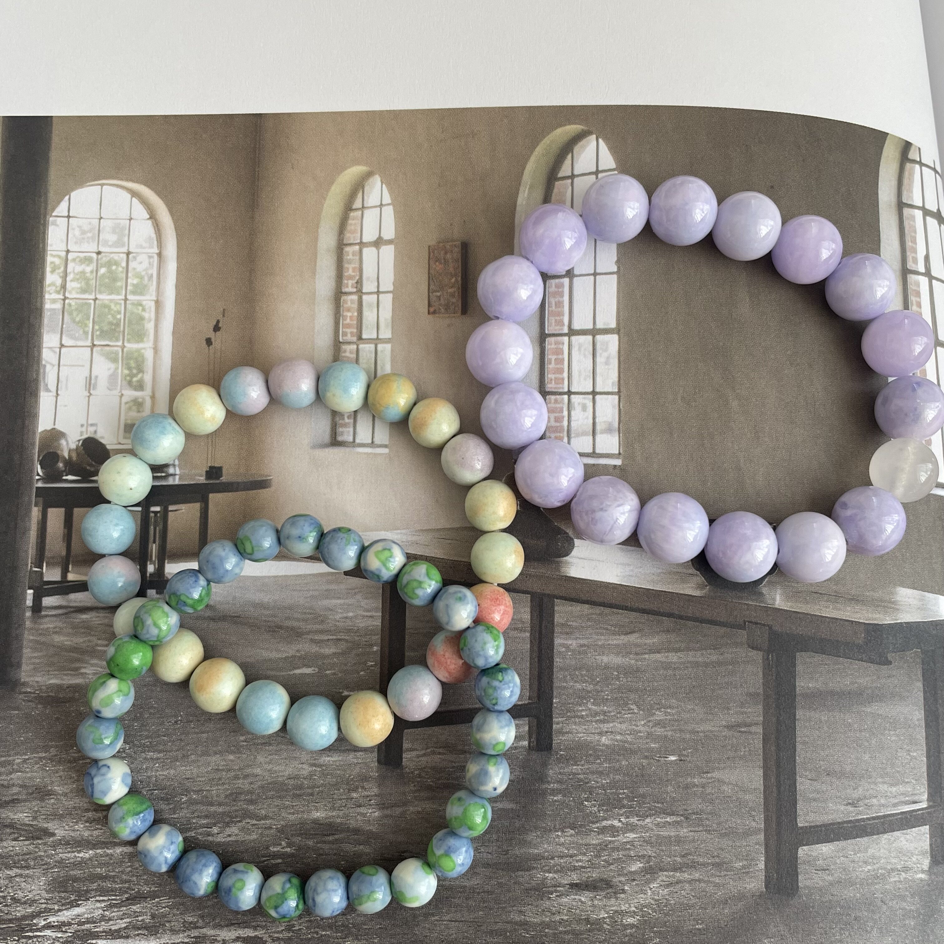 东方风华 原创自制阿拉善石紫锂灰石雨彩石新中式手链手串美丽