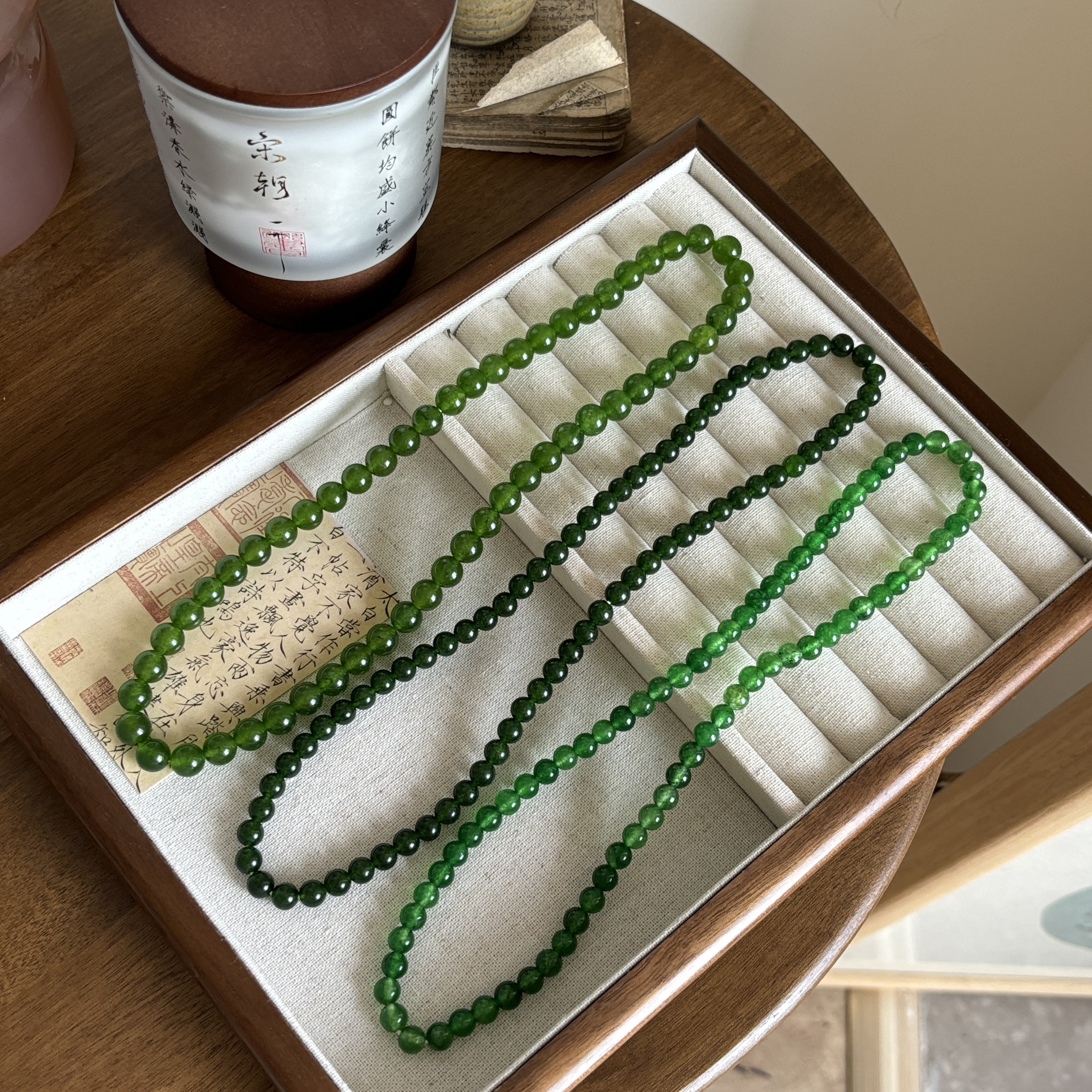 雾山雨常新 新中式国风天然石绿玉髓锁骨链项链显白气质复古