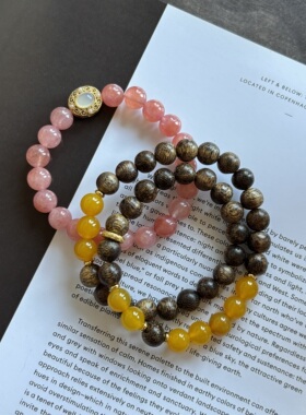 新中式少女温润柔软黄玛瑙手串