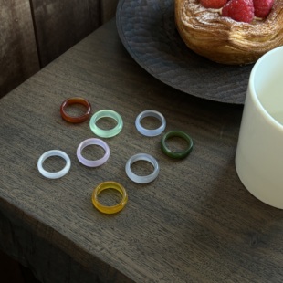 冰种玉髓玛瑙戒指叠戴气质复古小众高级指环天然石