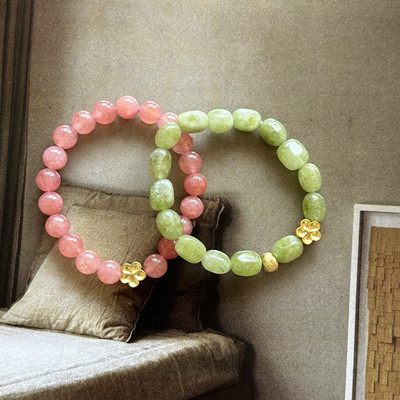 粉绿色天然石原创自制串珠手链