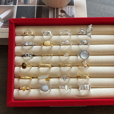 南枕眠 小众设计冷淡风白贝母戒指ins复古轻奢高级感食指戒