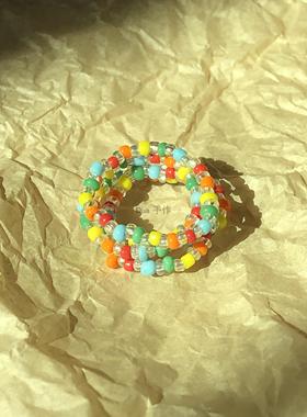 幻彩个性糖果彩虹泡泡弹力绳戒指