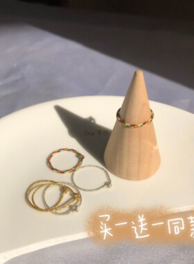 dua编织绳极细彩色闪亮许愿戒指