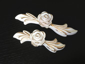 玫瑰花拉手欧式 象牙白拉手64mm简欧衣柜门抽屉把手仿古青古铜拉手