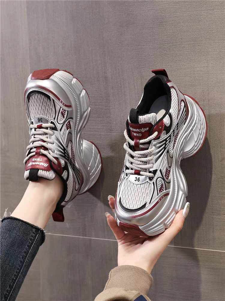 内增高8cm女鞋松糕小个子高跟显瘦2025秋季新款爆款厚底老爹鞋女