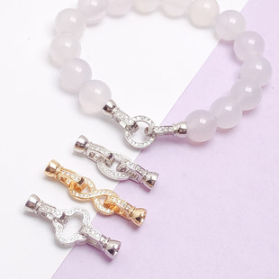 S925纯银珍珠扣DIY饰品项链扣手链连接收尾扣圆珠延长8字万能扣头