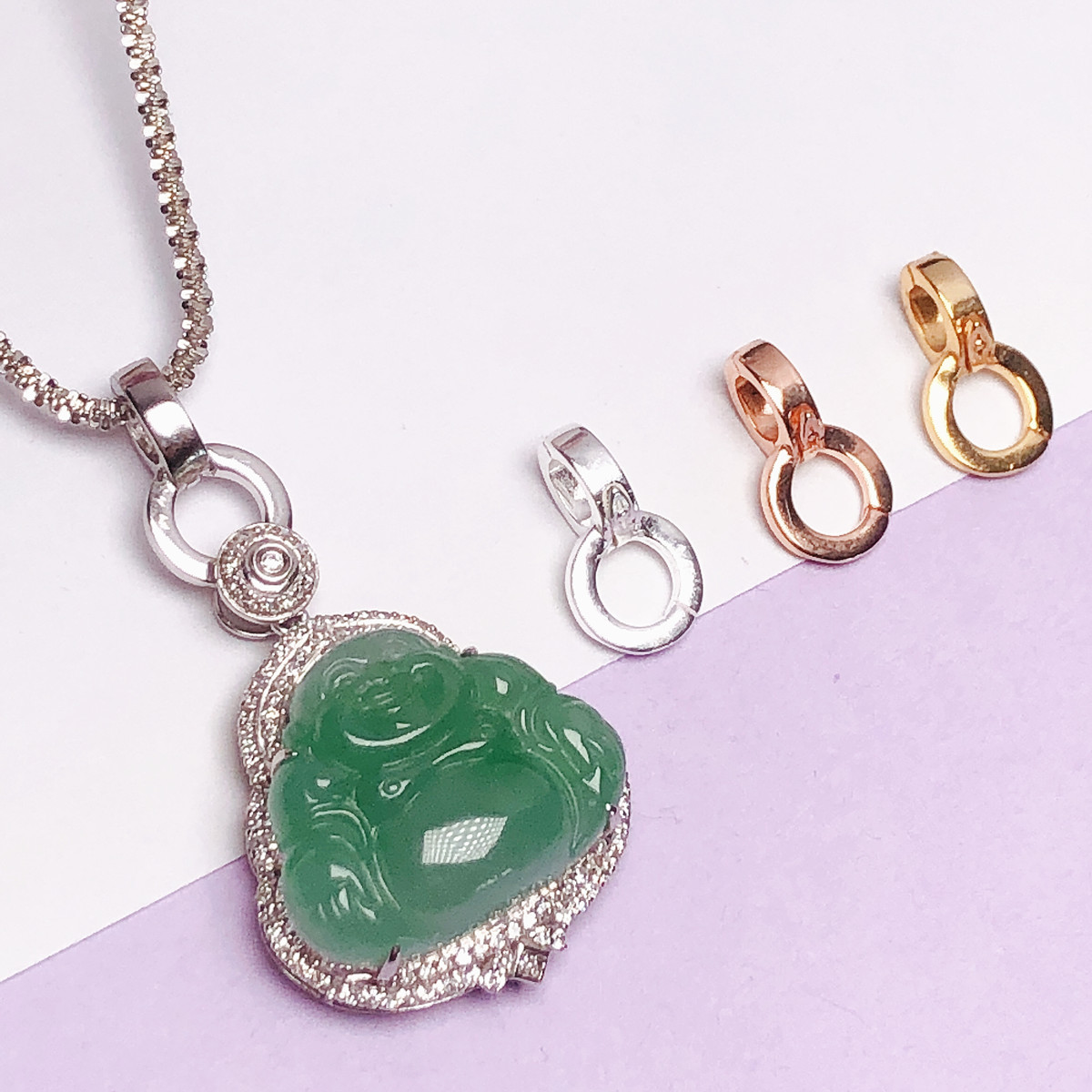 新款925纯银DIY首饰光面万能扣头