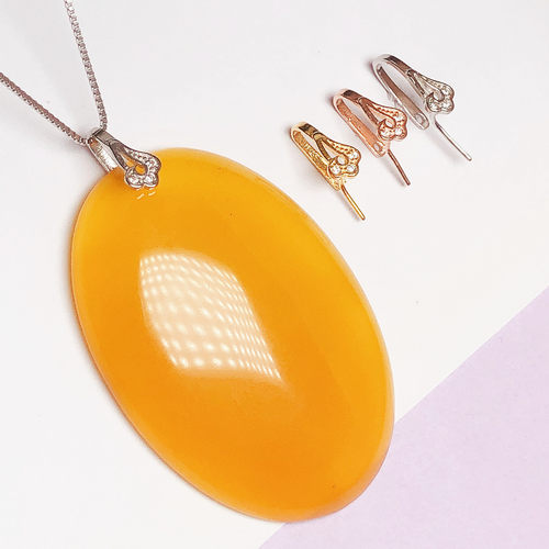 S925纯银吊坠扣吊坠空托瓜子扣