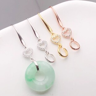 S925纯银耳钩平安环扣耳环扣子玉石耳坠甜甜圈耳饰银扣DIY耳坠扣