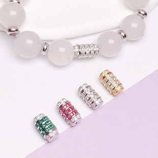 925纯银珍珠项链螺旋扣镶嵌钻石镀18k金扣头螺丝连接扣翡翠珠搭扣