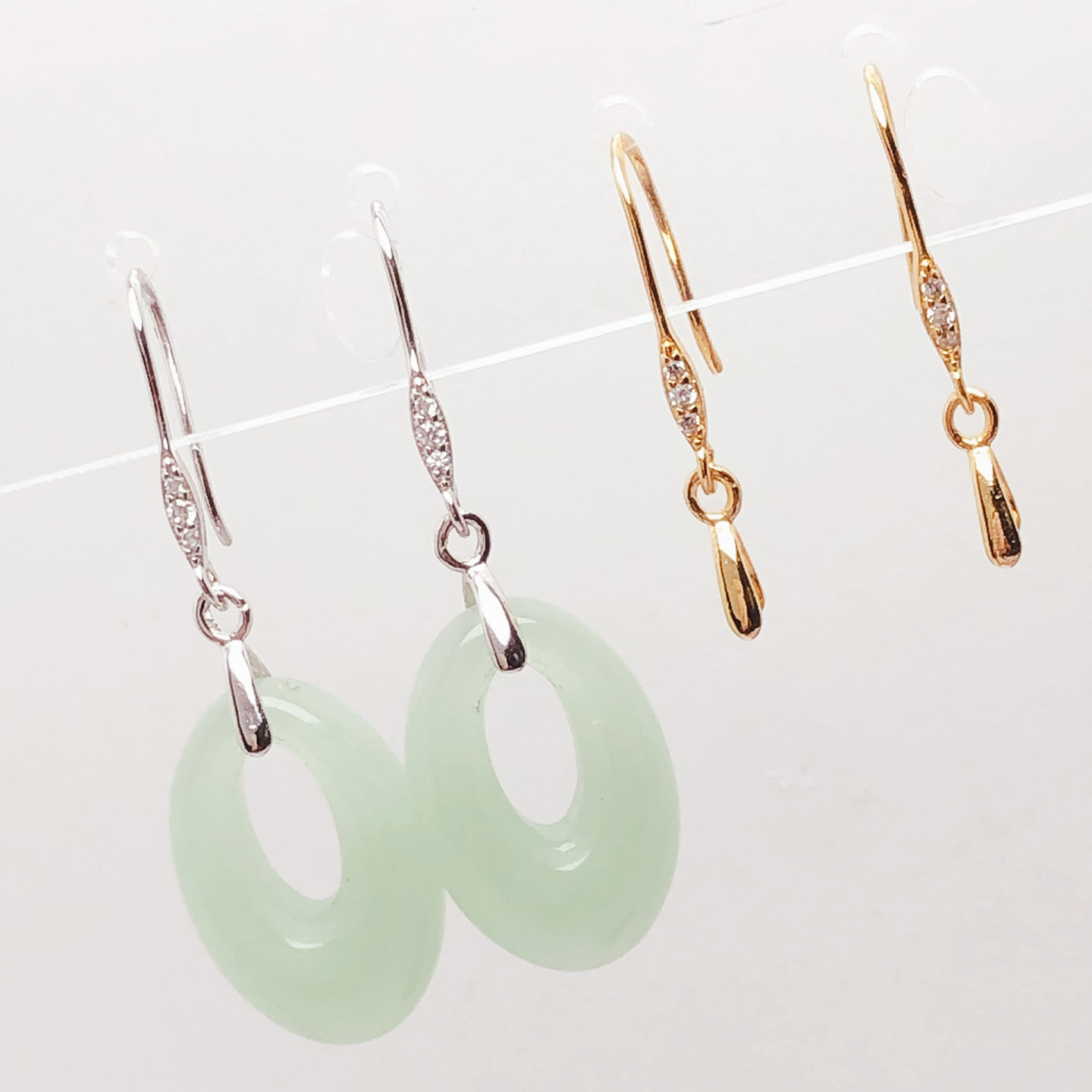 纯银耳环配件s925细条钻耳钩新品