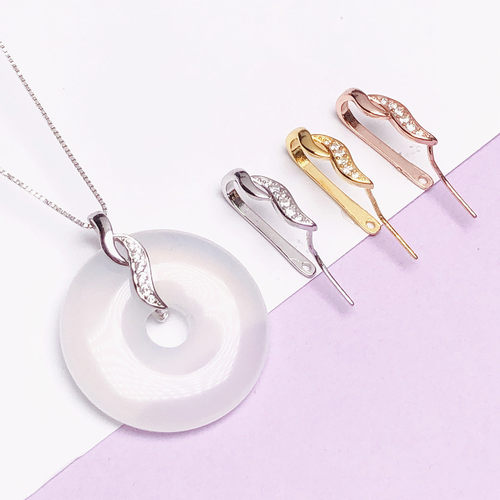 平安扣吊坠扣简约纯银s925镀18k金色大小号吊坠扣翡翠平安扣配件