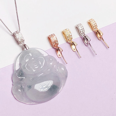 18K金扣头电镀纯银项链卡扣斜孔