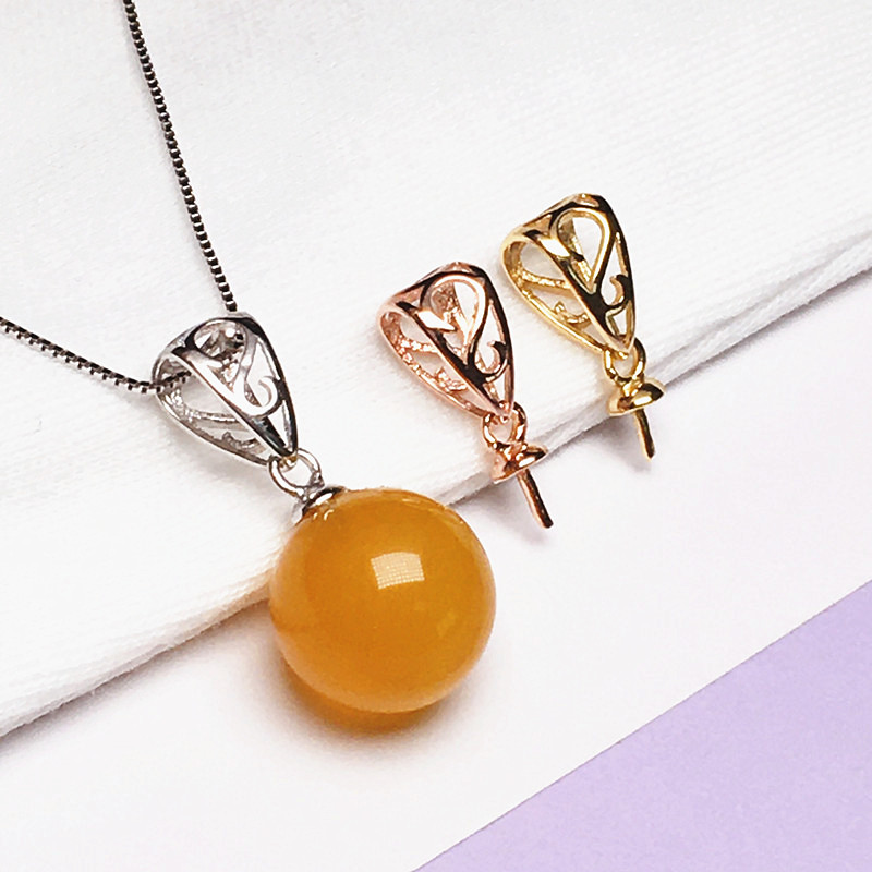 半孔圆珠吊坠扣头925diy翡翠项链