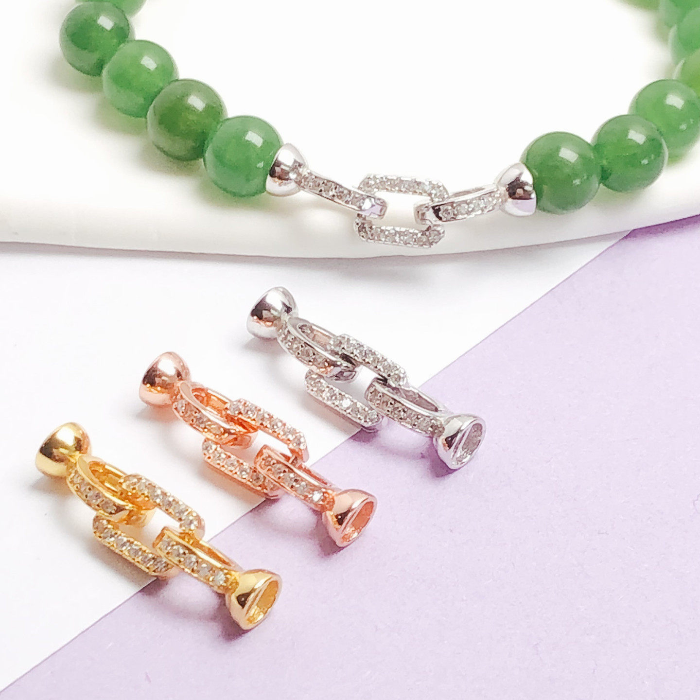 s925纯银小号珍珠项链手链方形扣