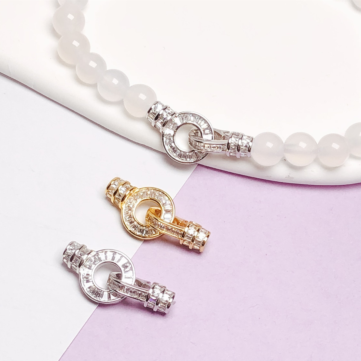 diy饰品通体S925纯银珍珠项链扣